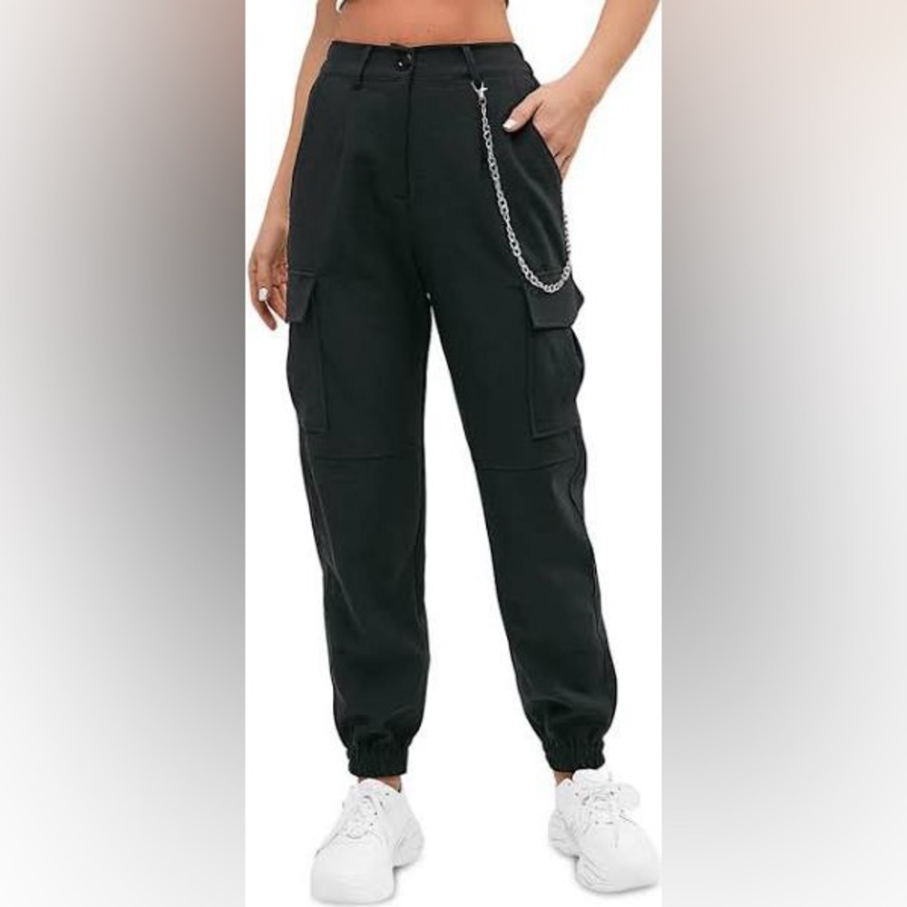 ZAFUL Cargo Pants High Waisted Jogger Pants, Size: S, Black.